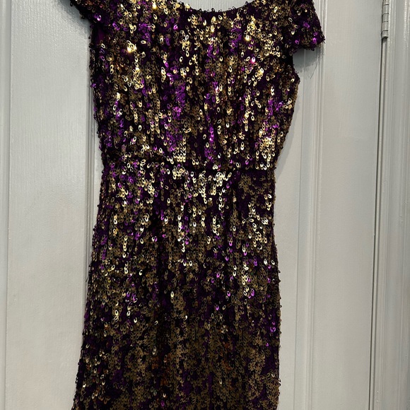 Customized Gorgeous purple dress with gold sequins, In very good condition - Picture 5 of 6